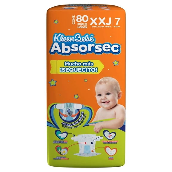 Pañales KleenBebe Absorsec Etapa 7 80 Piezas