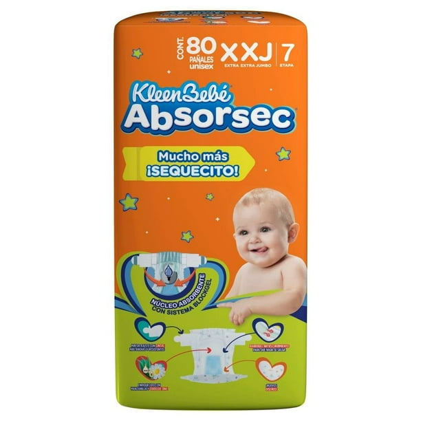 Pañales KleenBebe Absorsec Etapa 7 80 Piezas