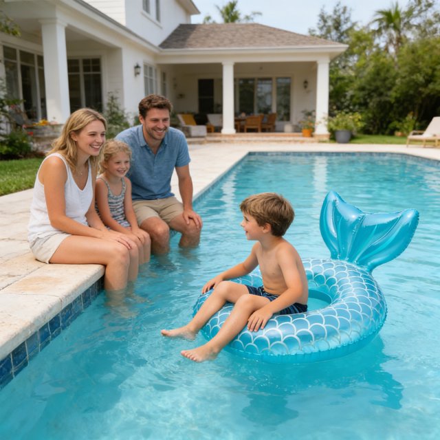 Mermaids Inflatable Ring For Kids Sequin Glitter Pool Toddler Child Mermaids Tail Summer Floatie