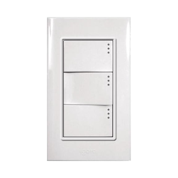 Placa de 3 Módulos con 3 Apagadores Blanco