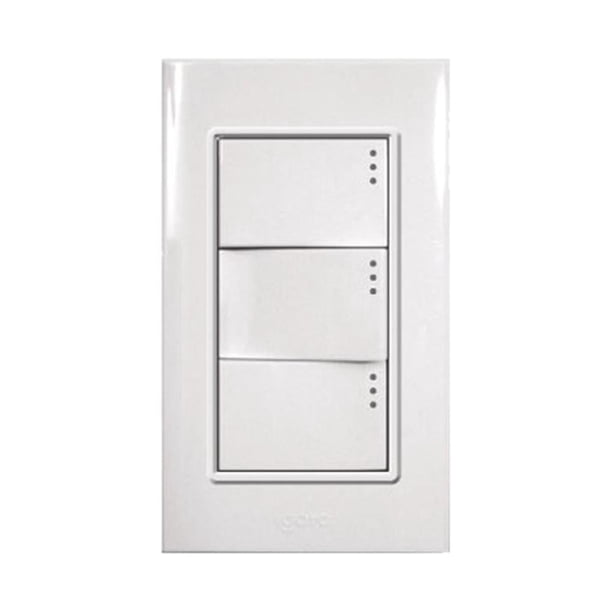 Placa de 3 Módulos con 3 Apagadores Blanco