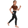 thumbnail image 4 of Amzcrzy Leggings Yoga Niñas 4 A 13 Años Cintura Alta Deportivos Cómodos Elásticos Control Abdomen Suaves Tacto Agradable Con Bolsillos Correr Ejercicio Negro, 4 of 9