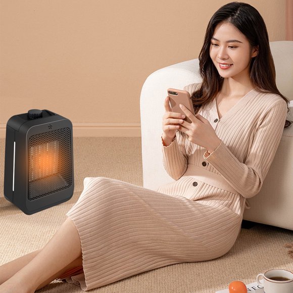 Calefactor portátil cerámico de 1500W - Calefactor portátil de calentamiento rápido con oscilación de 120°, 3 niveles de calor y protección contra volcamientos para dormitorio, oficina, escritorio