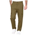 thumbnail image 4 of Amzcrzy Pantalones Clásicos Hombre Color Liso Cintura Elástica Cómodos Transpirables Elásticos Moda Informal Senderismo Pescar Correr Ejercicio Bolsillos Tallas S-3XL Marrón, 4 of 8