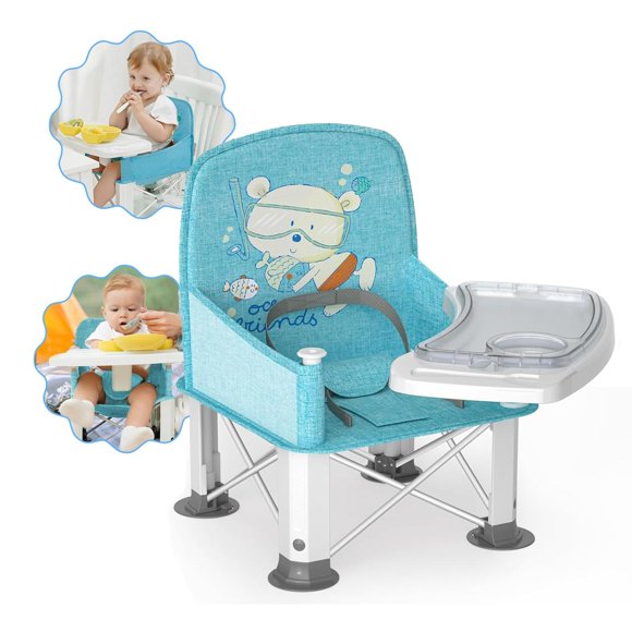 BabyBond - Asiento elevador de viaje para bebé con doble bandeja, silla de bebé portátil mejorada, a