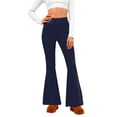 thumbnail image 1 of Amzcrzy Pantalones Acampanados Para Mujer Pantalones De Yoga Elásticos, De Pierna Ancha Y Cintura Alta, De Color Liso, Que Controlan El Abdomen Pantalones Ligeros Y Suaves Para Mujer S-2XL Azul, 1 of 6