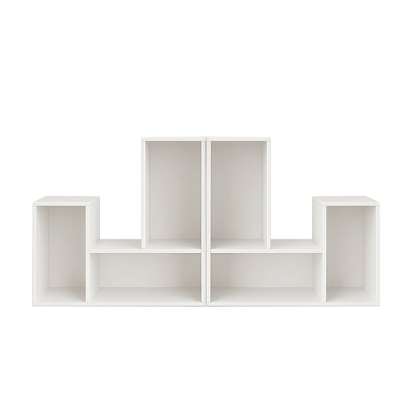 Ilios Innova | Kit de 2 Libreros Modulares de 3 Cubos, Estante Organizador Versátil, Color Blanco, Múltiples Configuraciones.