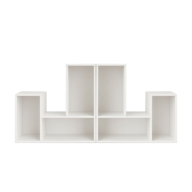 Ilios Innova | Kit de 2 Libreros Modulares de 3 Cubos, Estante Organizador Versátil, Color Blanco, Múltiples Configuraciones.