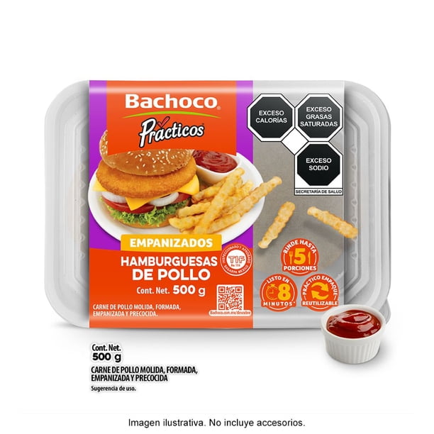 Hamburguesas de Pollo Bachoco Prácticos 500 g