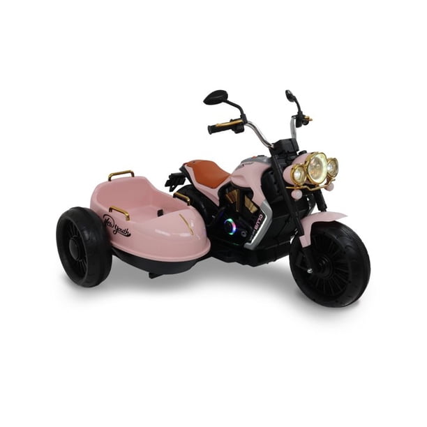 Moto electrica para niño y niña montable chopper con copiloto y musica color rosa