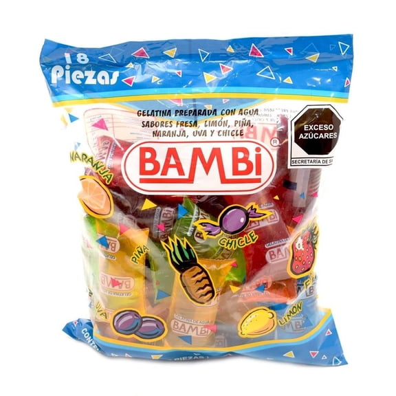 Gelatina de agua Bambi varios sabores 18 pzas