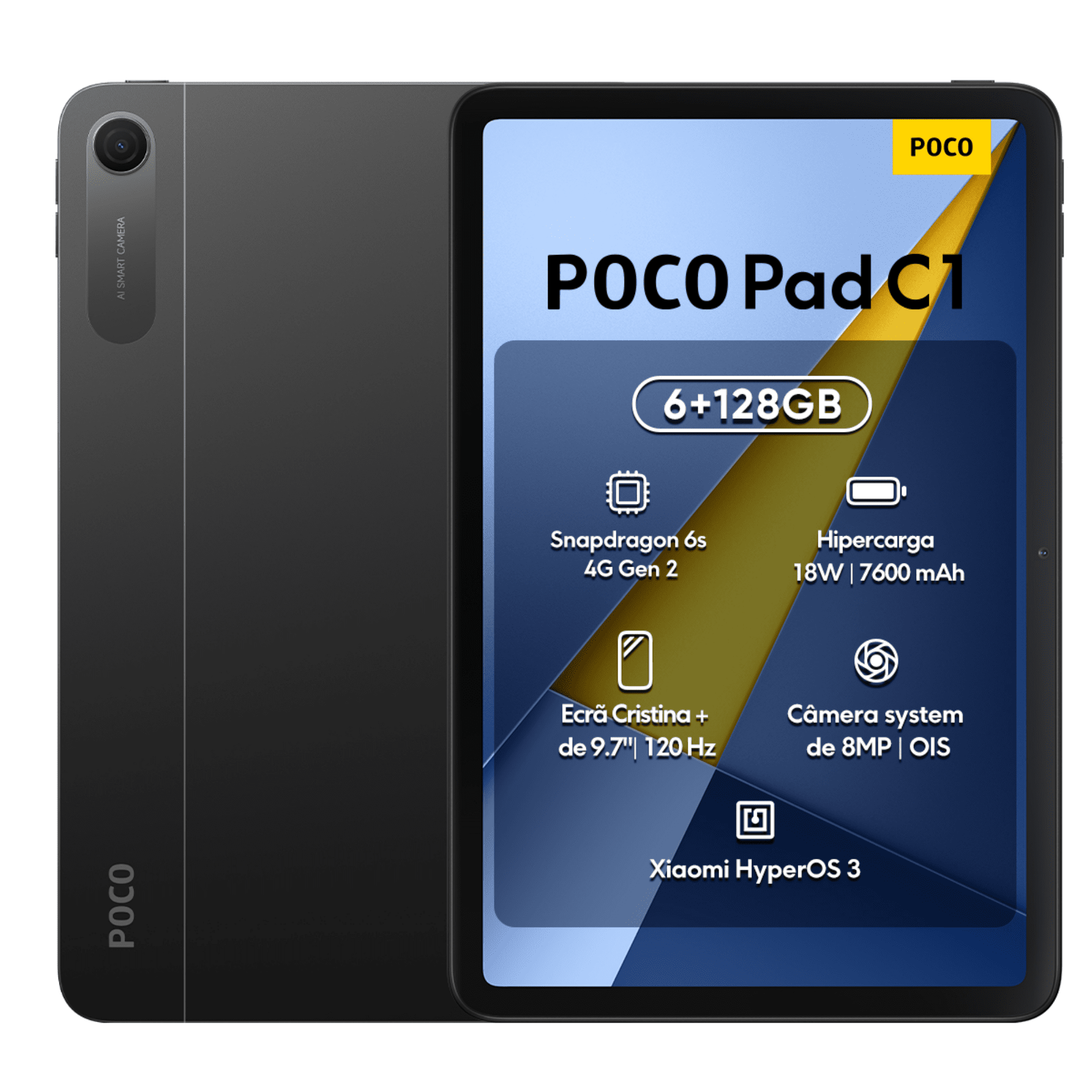 Tableta Poco Pad C1 Android 6GB Ram 128GB Rom Conexión WiFi  9.7" 2K 120Hz Pantalla Clara - Gris