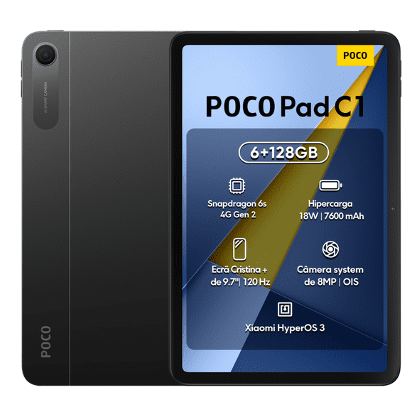 Tableta Poco Pad C1 Android 6GB Ram 128GB Rom Conexión WiFi  9.7" 2K 120Hz Pantalla Clara - Gris