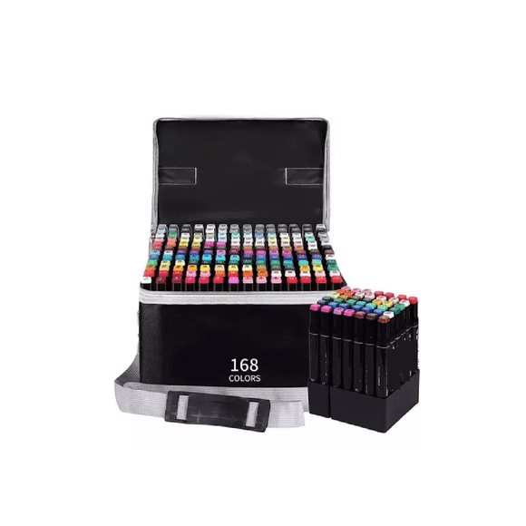 Kit 168 Colores Marcadores Doble Punta Plumones Punta Pincel