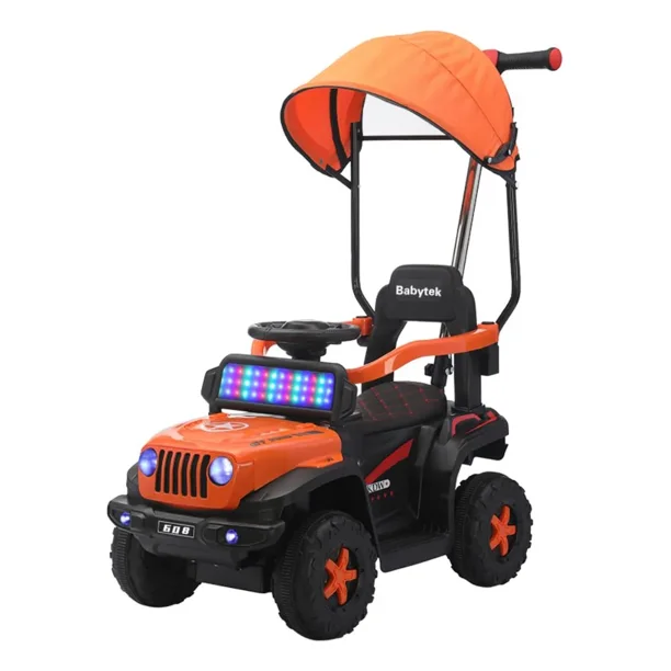 The Baby Shop Correpasillos Bebé 3 En 1 Carro Montable Eléctrico Tipo Jeep Naranja