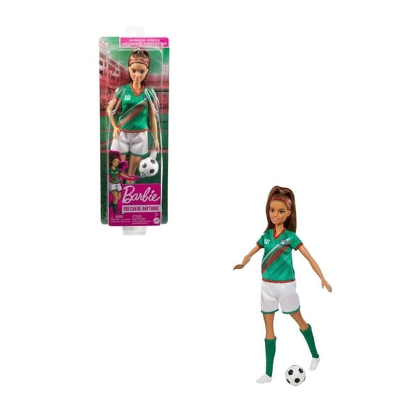 Muñeca Barbie Profesiones Jugadora de Fútbol Playera Verde