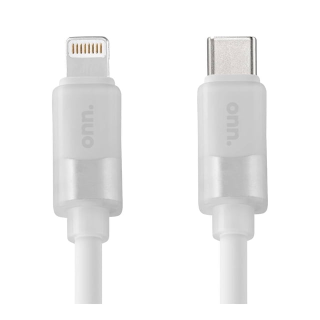 Cable Tipo C a Lightning Onn 1.2m Silicón 27 W Blanco