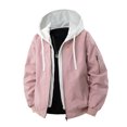 thumbnail image 2 of Ceisia Lightweight Windproof Men's Loose Fit Fake Two-Piece Spliced Hooded Bomber Jacket Gift, 2 of 4