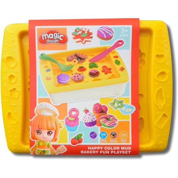 Calmito Magic Dough Bakery Fun Playset para Niños +3 Años | Set de Plastilina con Moldes de Postres, Herramientas y Charola Creativa | Juego Sensorial Infantil