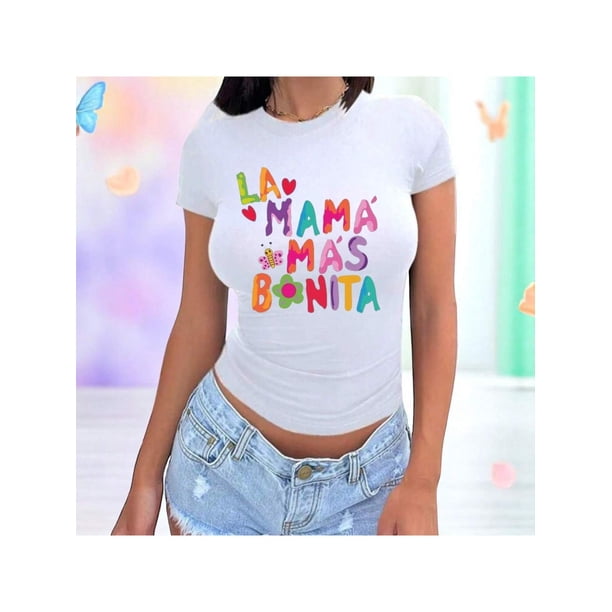 Playera La Mamá Más Bonita con Estilo Acuarela – Diseño Dulce y Femenino Color Blanco Talla Chica Marca Emil SaEs