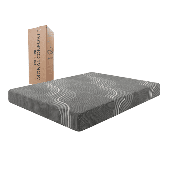 Colchón Matrimonial en Caja de Memory Foam Semi Firme 21 cm de Grueso Modelo Slim Gray COLCHONES MONAL CONFORT