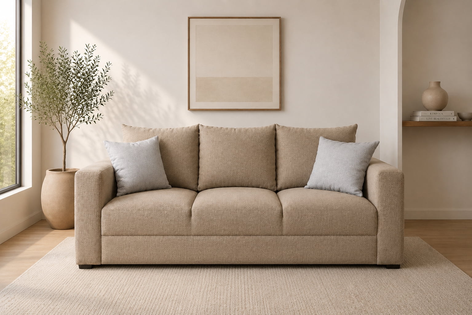Sofa El Bazar Store Miami Lino Beige 3 plazas, Modular, Moderno, Sala