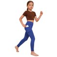 thumbnail image 4 of Amzcrzy Leggings Yoga Niñas 4 A 13 Años Cintura Alta Deportivos Cómodos Elásticos Control Abdomen Suaves Tacto Agradable Con Bolsillos Correr Ejercicio Azul, 4 of 9