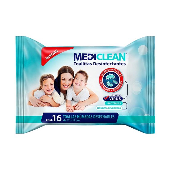 Toallitas desinfectantes Mediclean 16 pzas