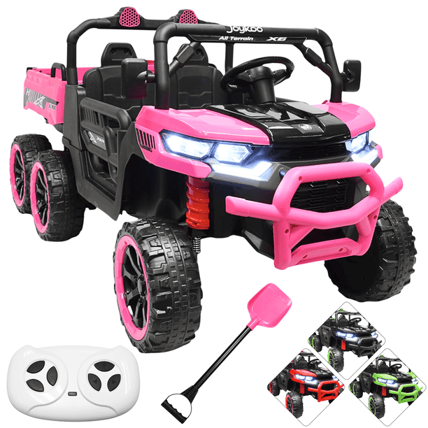 Montable Eléctrico para Niños Tractor 6x6 Caja de Vuelco Atomática Luz y Sonido Bluetooth 12v - Rosa