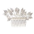 thumbnail image 1 of KAKOWELY Peineta para el cabello de boda con diseño de perla, hoja de plata y perla, joyería para el cabello, 1 of 4
