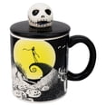 thumbnail image 1 of Taza Grande Cerámica con Tapa Esculpida en 3D, Diseño Jack Skellington, El Extraño Mundo de Jack, Capacidad 532 ml, Negro, 1 of 4