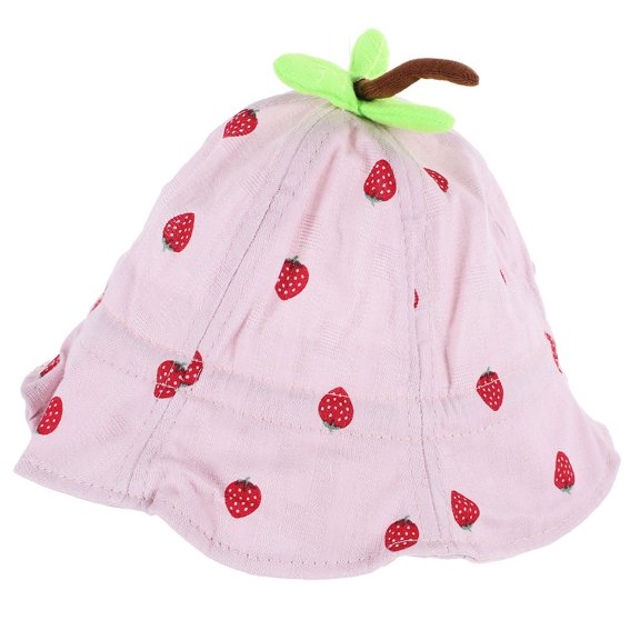GOOHOCHY Sombrero transpirable para el sol, para exteriores, con protección UV, de verano, estilo pescador, con diseño de fresa, para playa, para bebé (rosa oscuro)