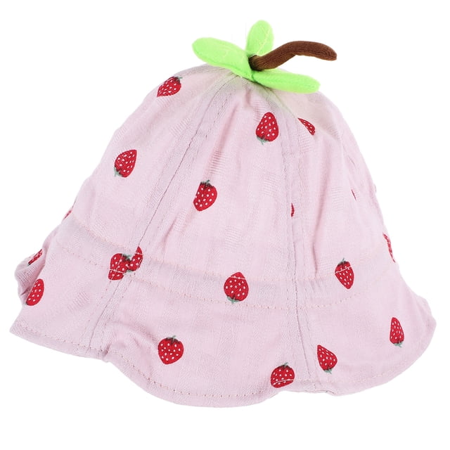 GOOHOCHY Sombrero transpirable para el sol, para exteriores, con protección UV, de verano, estilo pescador, con diseño de fresa, para playa, para bebé (rosa oscuro)