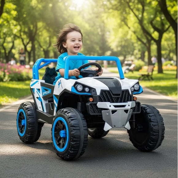 Carro Electrico Montable Recargable con Control Remoto, Reproductor de musica y luces led