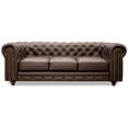 thumbnail image 2 of Sala de Piel Genuina Clásico 3-2-1, Sofá, Love Seat y Sillón,  6 plazas, Modelo Chesterfield P/V, Color Chocolate, Elegante, cómodo y Clásico, Hecho en Mexico. Medidas:  220 cm, 185 cm, 110 cm., 2 of 9