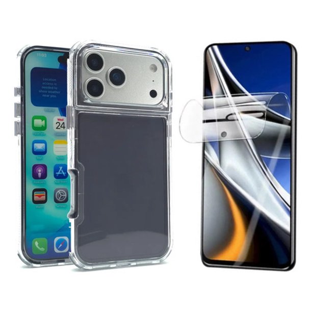 Funda + Mica Icon Case Space Colors para Iphone 18 Pro Max, Carcasa, Protector, Uso Rudo, Protector de Pantalla, Antigolpes, Esquinas Reforzadas, Protección de Cámara - Negro