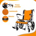 thumbnail image 3 of Silla de Ruedas de Traslado Ligera Plegable con Freno 4x4 naranja, 3 of 10
