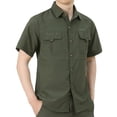 thumbnail image 1 of pstuiky camisetas de hombre, Camisa de manga corta con cuello vuelto, botones y bolsillos para hombre camisas casuales para hombre m, 1 of 4