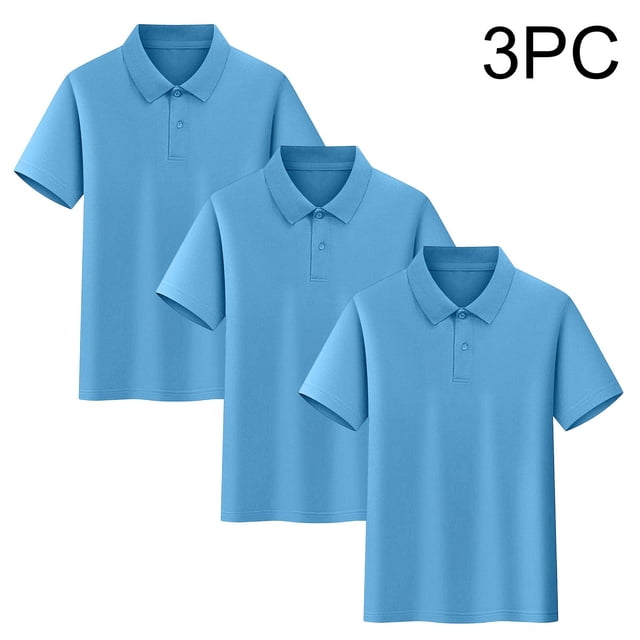 Conjunto de 3 piezas para niños y niñas: blusa de manga corta, uniforme escolar, camiseta deportiva, suave, transpirable, informal y bonita, como se muestra en la imagen, paquete de 3, de 2 a 15 años.