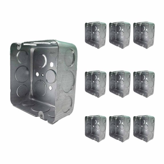 Pack 10 Pzs Caja Metalica Tipo Cuadrada Acero 4x4 Pulg plateado 4 pulgadas