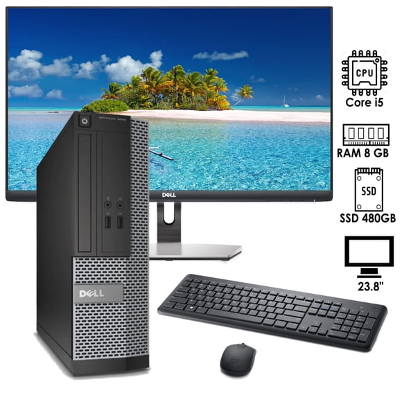 PC DESKTOP DELL OPTIPLEX Intel RAM 8GB SSD 480GB WIFI MONITOR 23.8" (Reacondicionado)