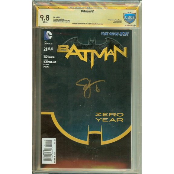 Batman el Nuevo 52 #21 1er Duque Thomas Firmó Snyder Capullo CBCS 9.8