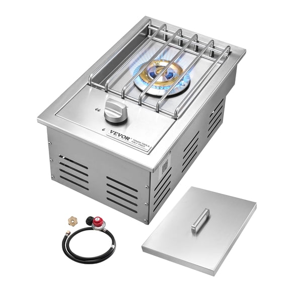 Parrilla individual VEVOR con quemador lateral, 15 000 BTU de propano líquido para cocina al aire libre, convertible a gas natural, parrilla individual integrada de acero inoxidable 304