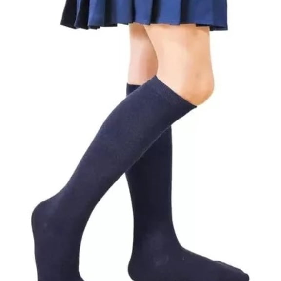 Calceta Escolar Lisa 6 Pares Talla 9/12 Años Color Azul Marino