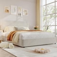 thumbnail image 1 of Yeshouse Estructura de cama moderna de tamaño matrimonial tapizada en tela bouclé con cabecero y 4 cajones de almacenamiento, somier de láminas de madera, no requiere base de colchón, fácil montaje, 1 of 10