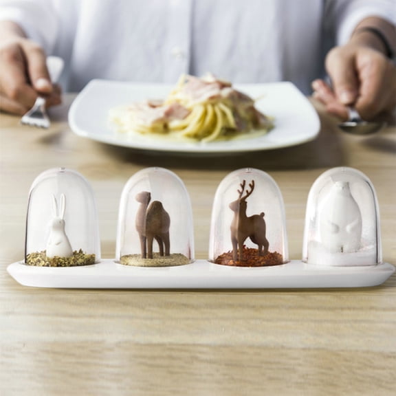 Tarros de condimento para pretzels - organizador de especias de plástico de 4 piezas con tapa, gran capacidad para almacenamiento en la cocina de especias y condimentos