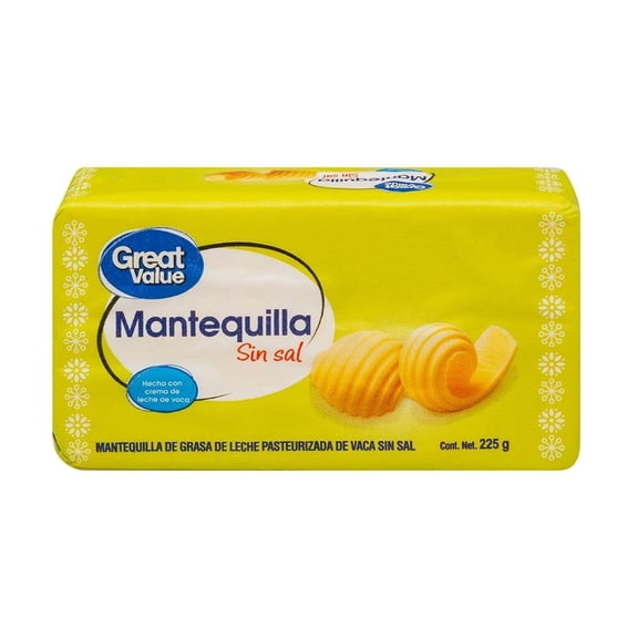 Mantequilla Great Value sin sal en barra 225 g