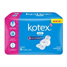 Toallas Femeninas Kotex Slim Con Alas 16 Piezas