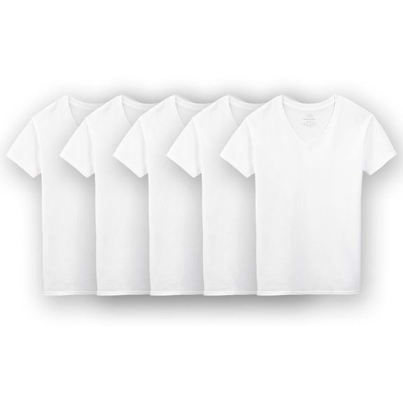 Playera Interior Cuello V Fruit Of The Loom Super Value para Hombre, 5 Piezas Blanco Talla G