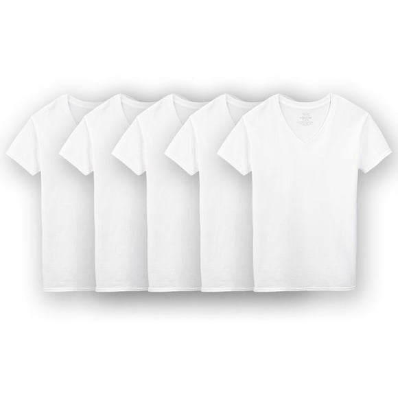 Playera Interior Cuello V Fruit Of The Loom Super Value para Hombre, 5 Piezas Blanco Talla G